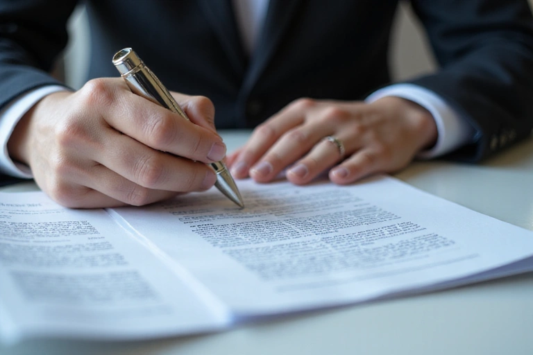 Osoba czytająca dokumenty, symbolizująca dbałość o prywatność danych.